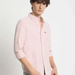Rose Micro-Stripe Oxford Shirt — Timeless Elegance for Every Occasion